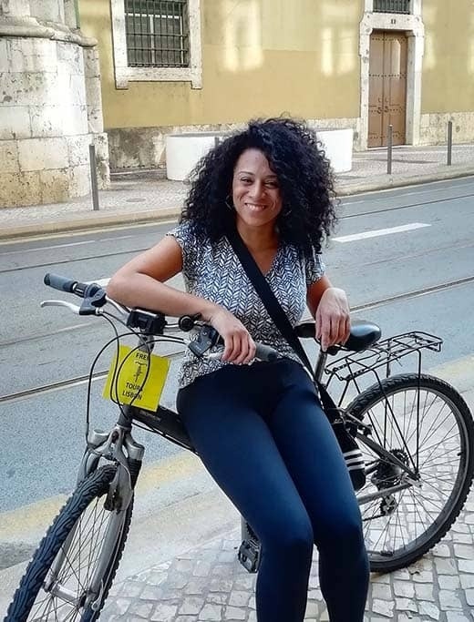 Cycling in city center Lisbon